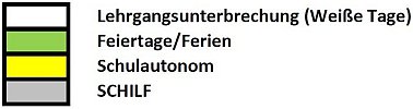 Darstellung der unterrichtsfreien Tage